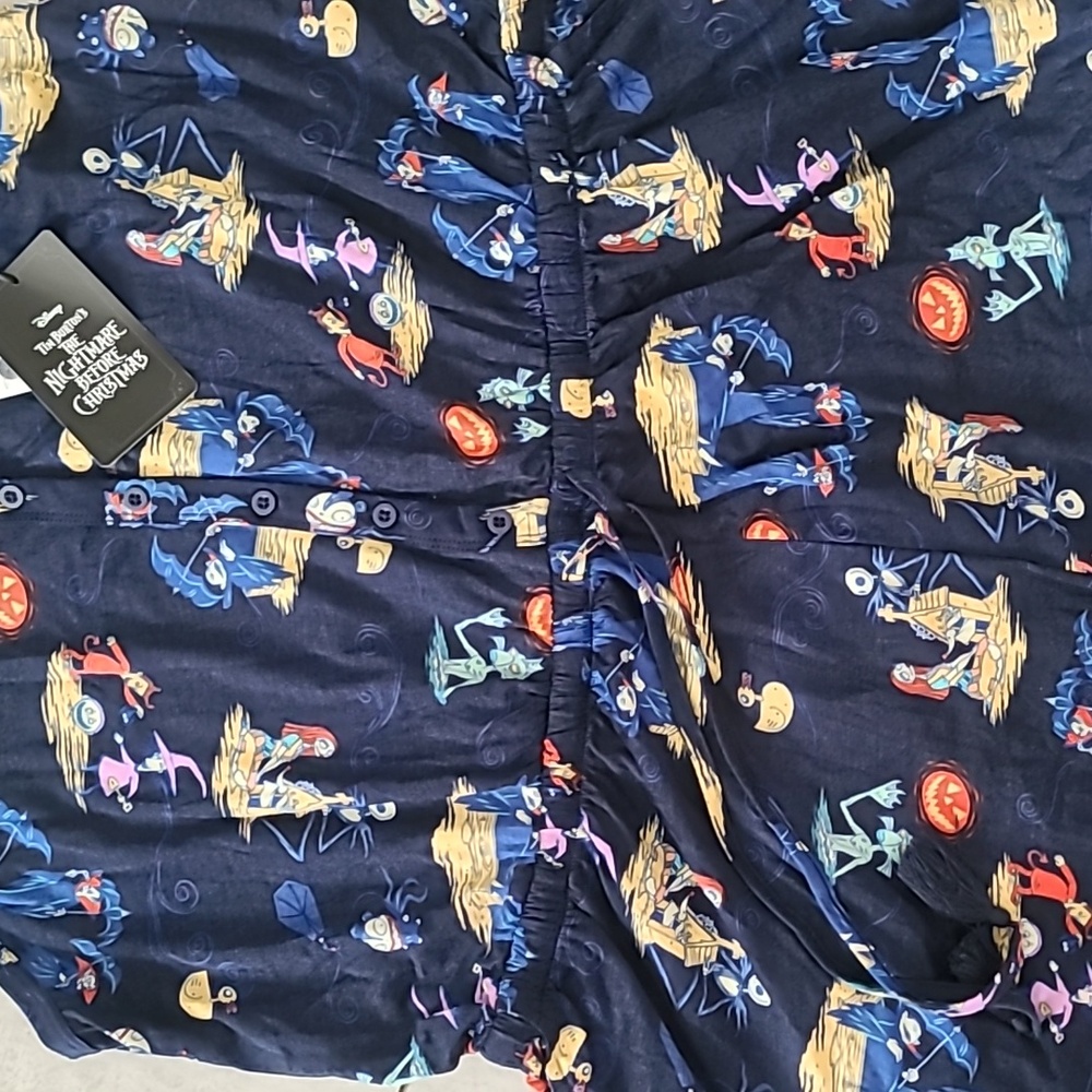 Torrid,  Disney Nightmare Before Christmas Blue Sleeveless Button Front Romper - Picture 4 of 8